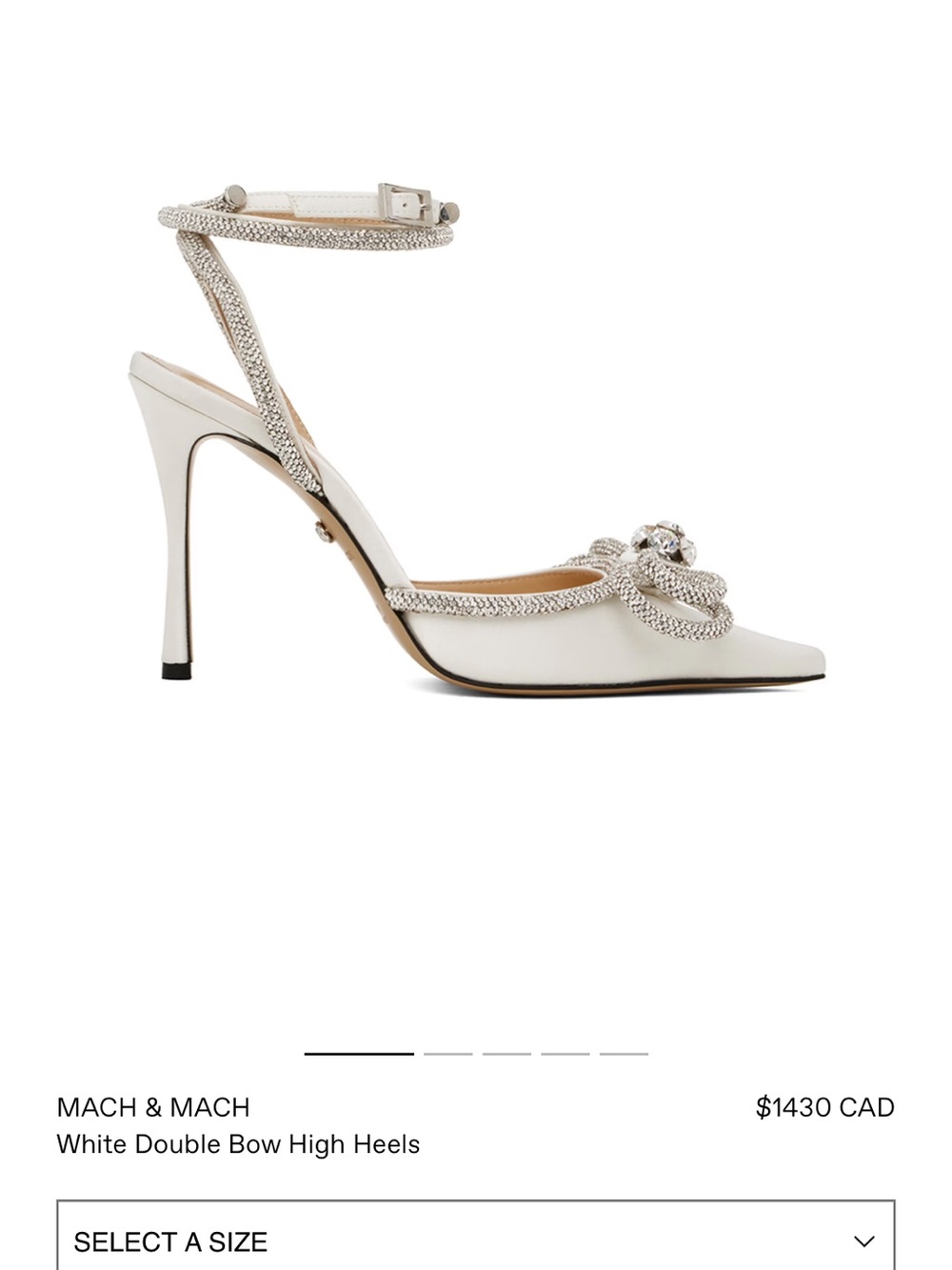 MACH & MACH White and Silver Crystal-Embellished Double Bow Heels